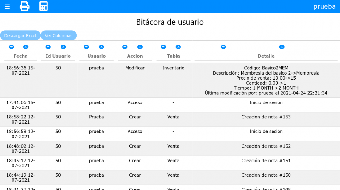 Bitacora de usuarios y mejora en los módulos de membresías – Actualización del SIF 1.1392