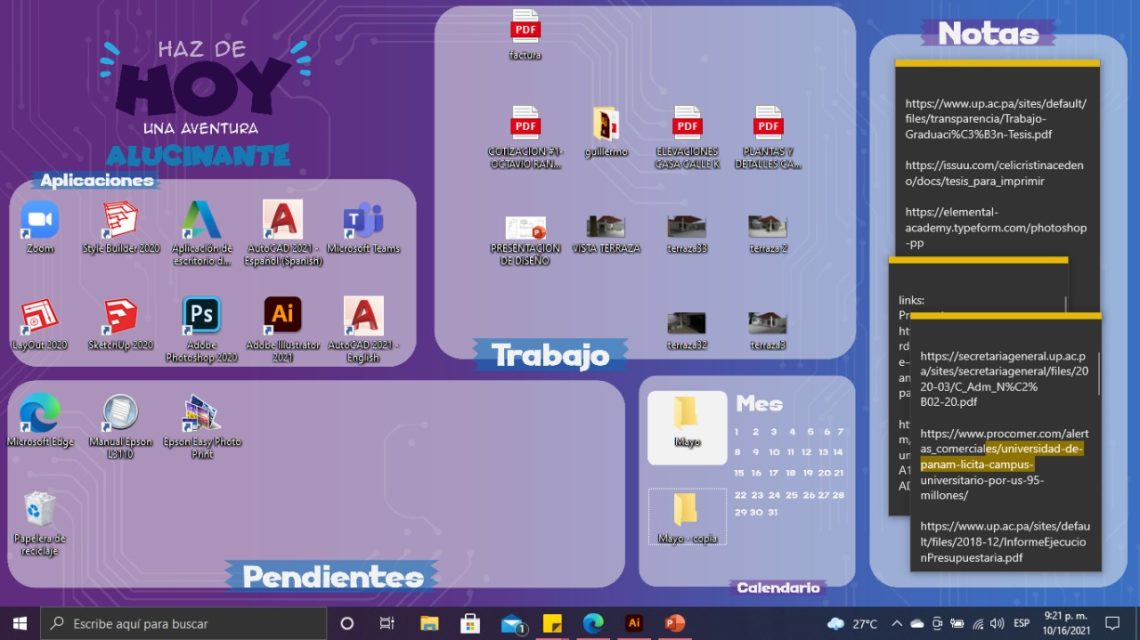 Organizador de fondo de pantalla